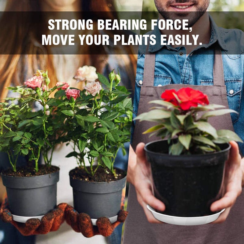 UPMCT 6 Pack Plant Saucer, 4 6 8 10 12 Inch Heavy Duty Plastic Flower Pot Water Catcher Tray Round Drip Pallets for Indoors and Outdoor Planter Container Accessories (12 Inch, White) - Image 5